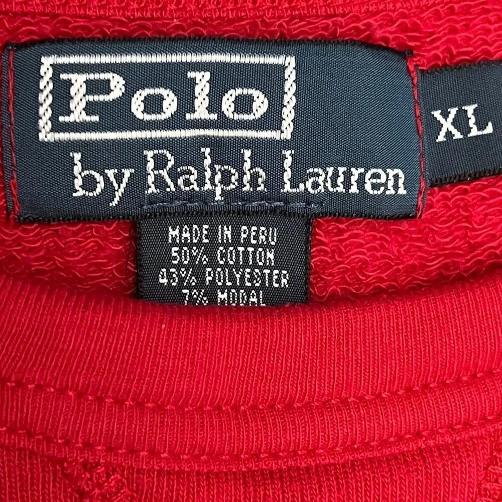 🔥🔥 POLO RALPH LAUREN Red Crewneck‎ Lighter weight Sweatshirt Mens XL - PERFECT